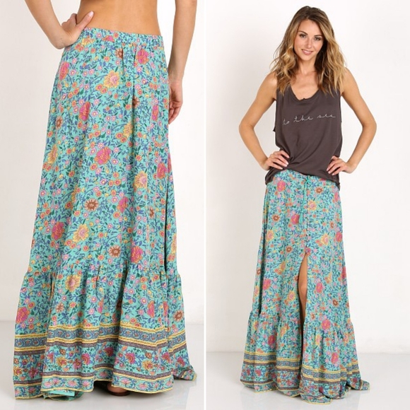 New spell original drop folk town maxi skirt turquoise L folktown NWT teal og - Picture 16 of 16